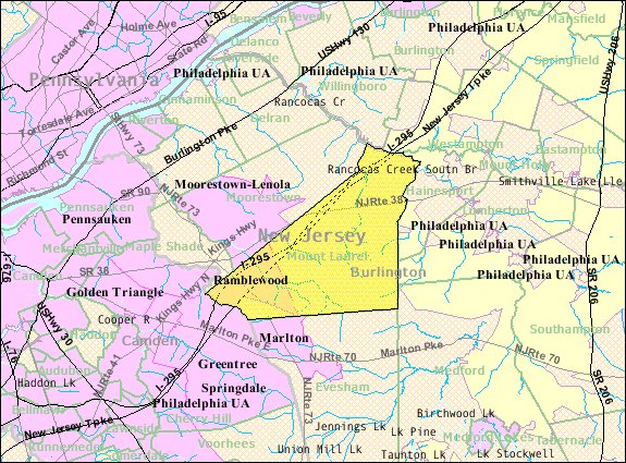 Mount Laurel, NJ - پرونده:Census Bureau map of Mount Laurel, New Jersey.gif - ویکی‌پدیا،  دانشنامهٔ